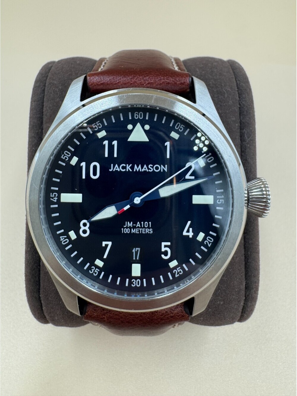 Jack Mason Pursuit Aviator JM-A101-004 | Black Dial Brown Original Leather Band